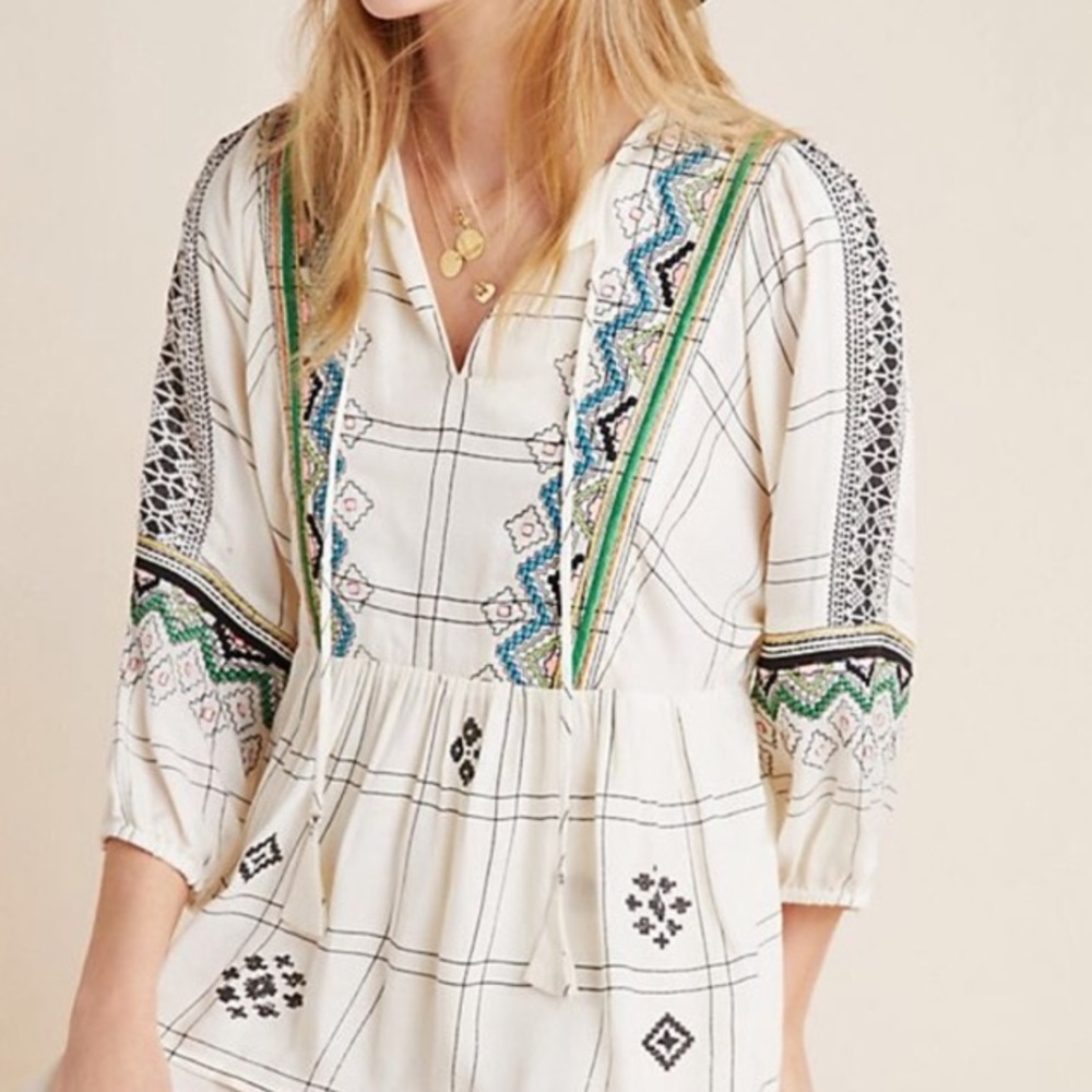 Anthropologie Vineet Bahl embroidered top